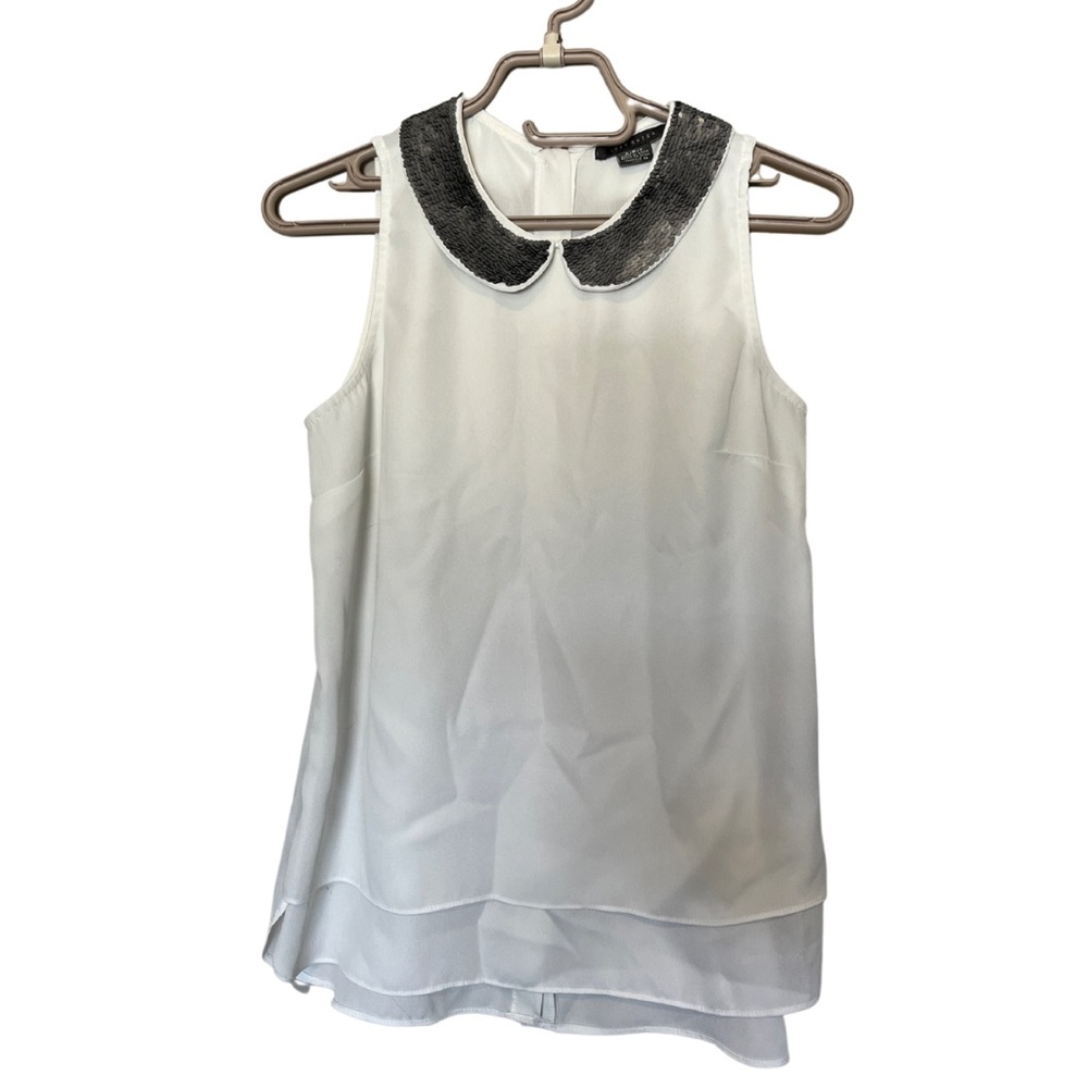Silver sequinned collar top